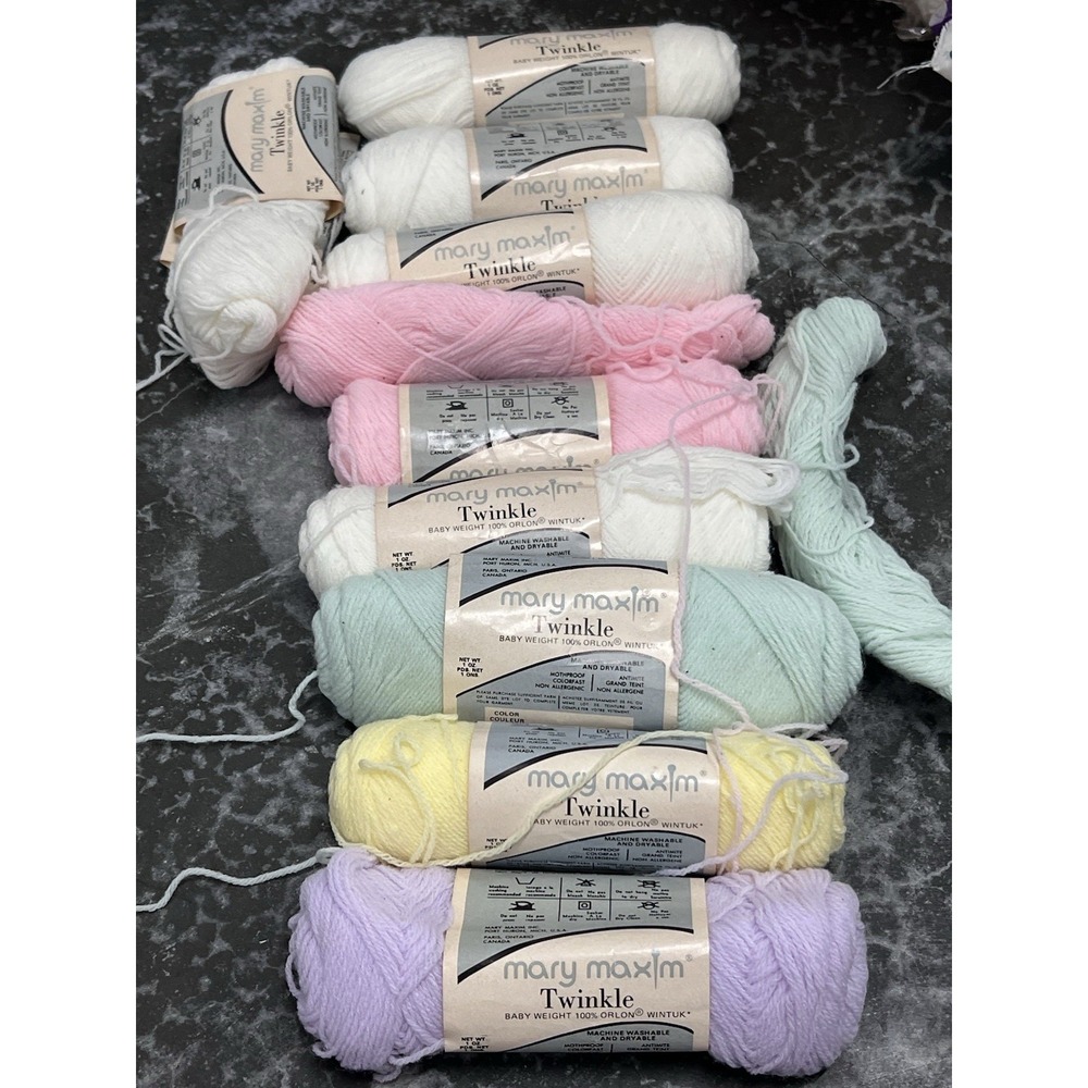 Mary Maxim Twinkle Yarn Lot Of 10 Skeins Pastel Pink Baby Blankets Retro